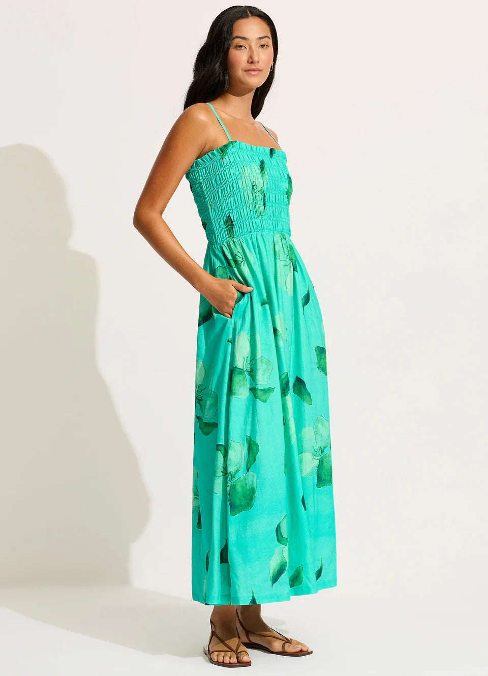 Shirred Maxi Dress - Secret Garden