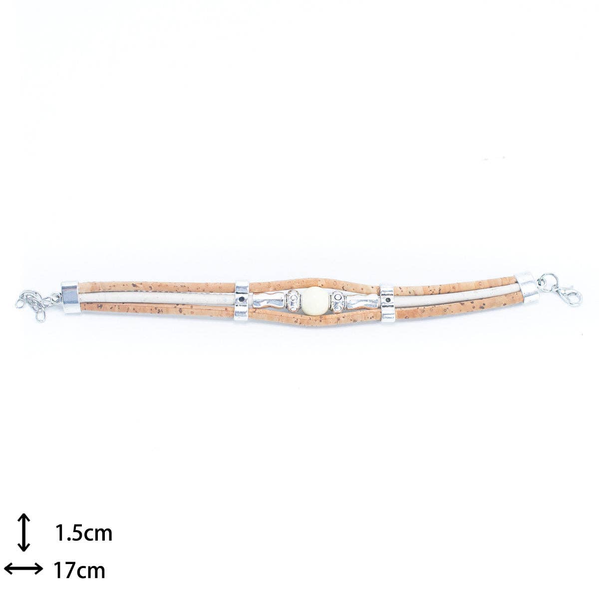 Natural tri-cork & bead bracelet